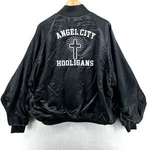 ASW Jackets Angel City Hooligans Black Varsity Nylon Bomber Made In USA Sz 2XL